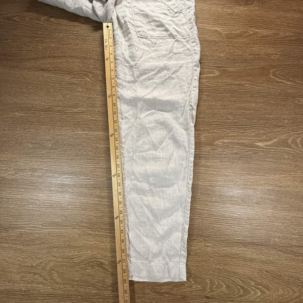 Athleta Women's 6T 100% Linen Pants Beige Pull On Relaxed Casual Coastal Minimal - Picture 9 of 10